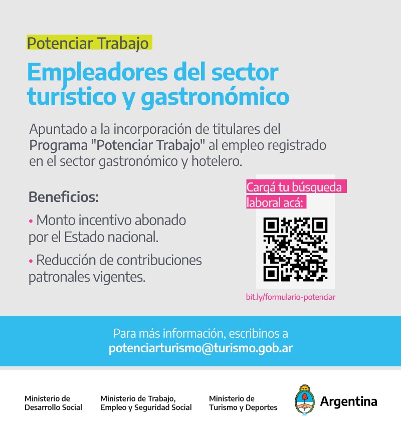 Potenciar Trabajo: más empleo registrado para el sector gastronómico y hotelero